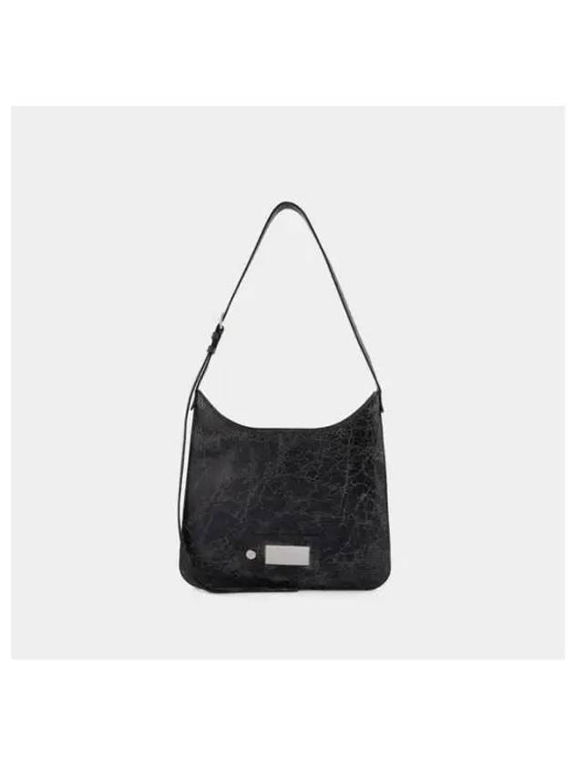 Flat Crack Leather Shoulder Bag Black - ACNE STUDIOS - BALAAN 2