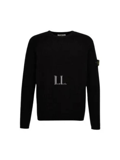 Wappen Patch Crew Neck Knit Top Black - STONE ISLAND - BALAAN 2