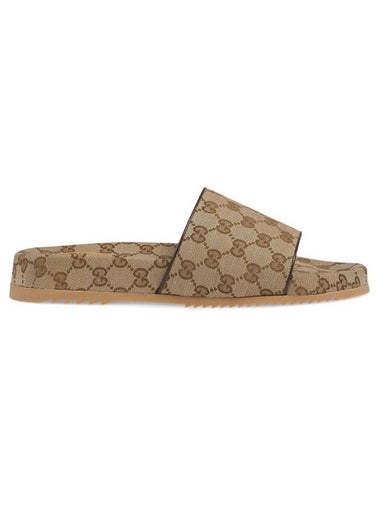 GG Supreme Canvas Slippers Brown - GUCCI - BALAAN 1