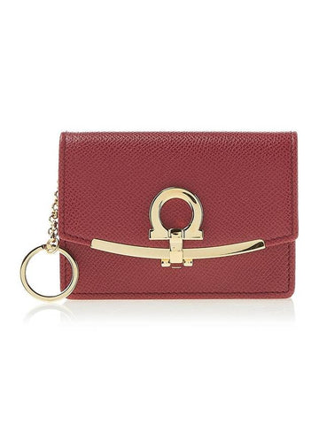 Gancini Calfskin Card Wallet Melagrana - SALVATORE FERRAGAMO - BALAAN 1