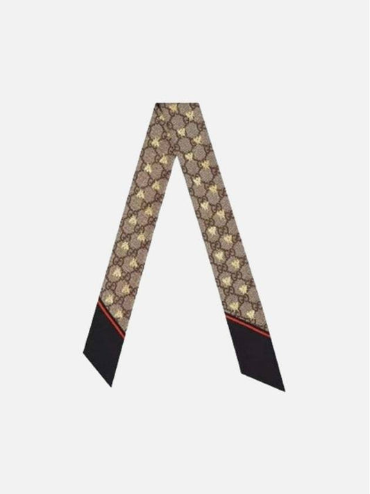 GG Bee Motif Silk Neck Bow Scarf Beige Black - GUCCI - BALAAN 2