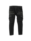 Men's Wax Coated Cargo Biker Jeans Black - BALMAIN - BALAAN 1