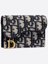 Saddle Flap Card Holder Blue  Oblique Jacquard - DIOR - BALAAN 4