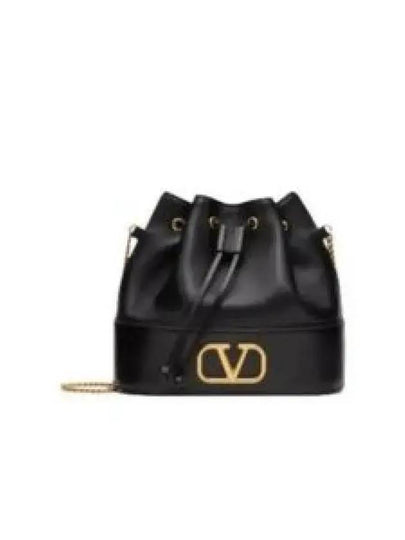 V Logo Signature Small Bucket Bag Black - VALENTINO - BALAAN 2