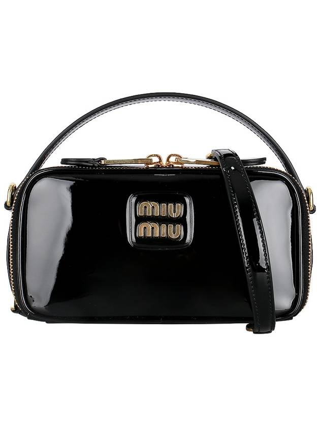 Logo Patent Leather Shoulder Bag Black - MIU MIU - BALAAN 3