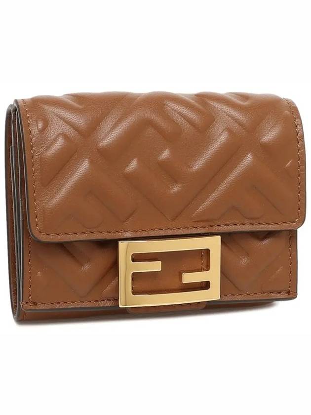 FF Baguette Flap Card Half Wallet Brown - FENDI - BALAAN 3