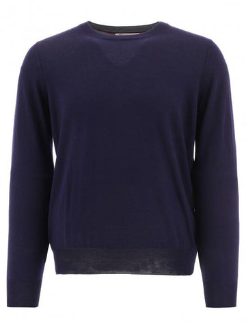 Wool Cashmere Knit Top Navy - BRUNELLO CUCINELLI - BALAAN 1