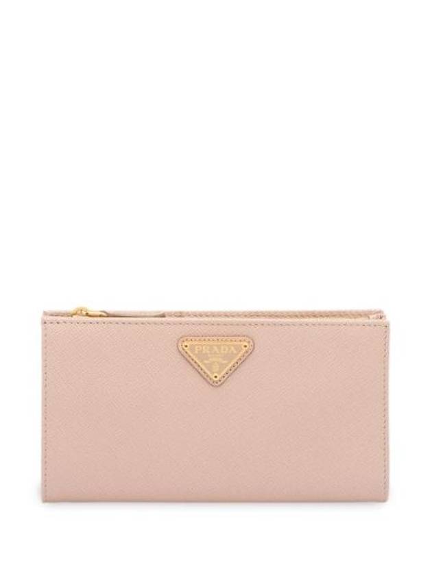 Large Saffiano Leather Long Wallet Powder Pink - PRADA - BALAAN 1