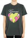 Women's Relax Heart Short Sleeve T-Shirt Volcanic Ash Grey - GANNI - BALAAN 2