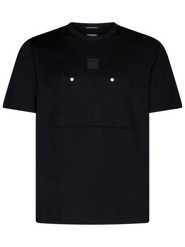 Mercerized Jersey Pocket Short Sleeve T-Shirt Black - CP COMPANY - BALAAN 2