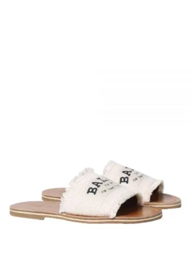 Embroidered Logo Bianca Flat Fabric Slippers Beige - BALLY - BALAAN 2