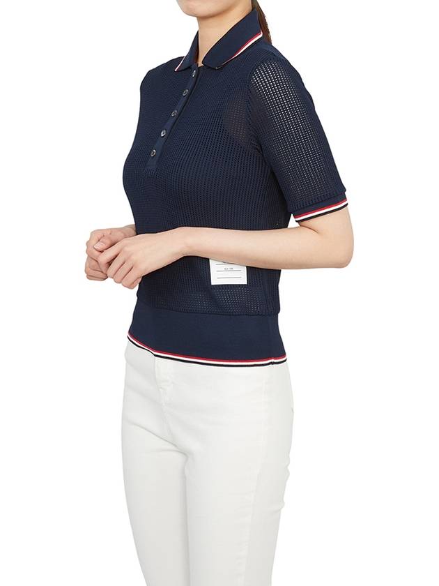 RWB Striped Short Sleeve Polo Shirt Navy - THOM BROWNE - BALAAN 8