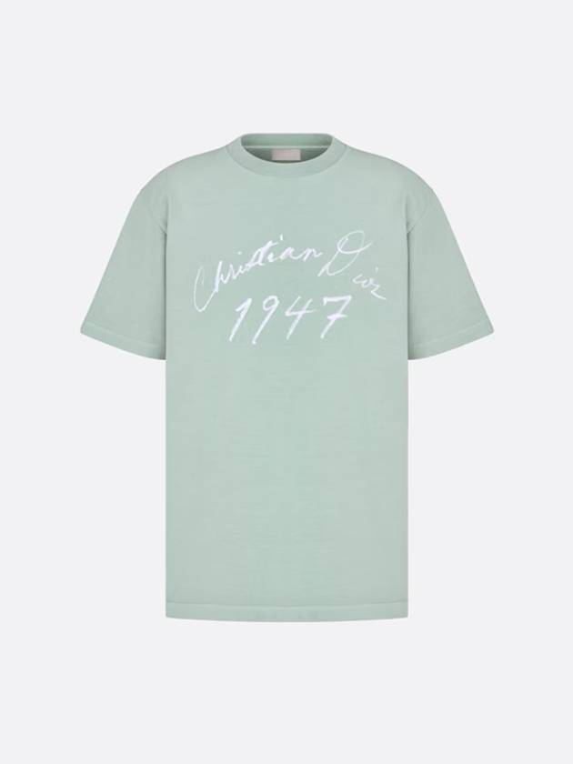 Handwriting Logo Short Sleeve T-Shirt Blue - DIOR - BALAAN 2