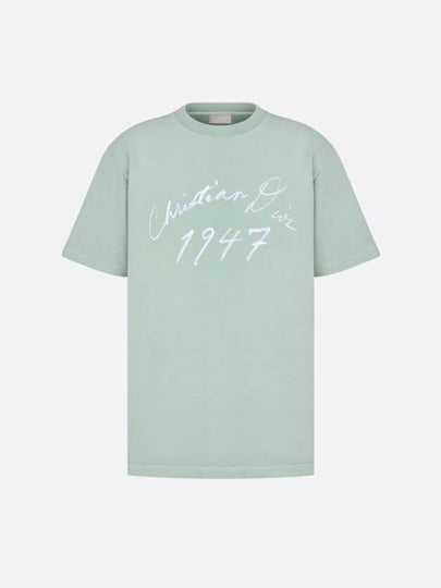 Handwriting Logo Short Sleeve T-Shirt Blue - DIOR - BALAAN 2