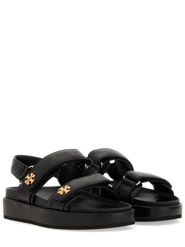 Kira Sports Logo Leather Sandals Black - TORY BURCH - BALAAN 8