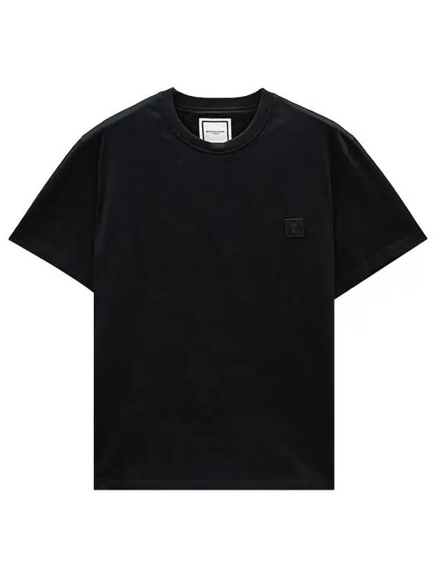 3D Flower Back Logo Round Short Sleeve T-Shirt Black - WOOYOUNGMI - BALAAN 7