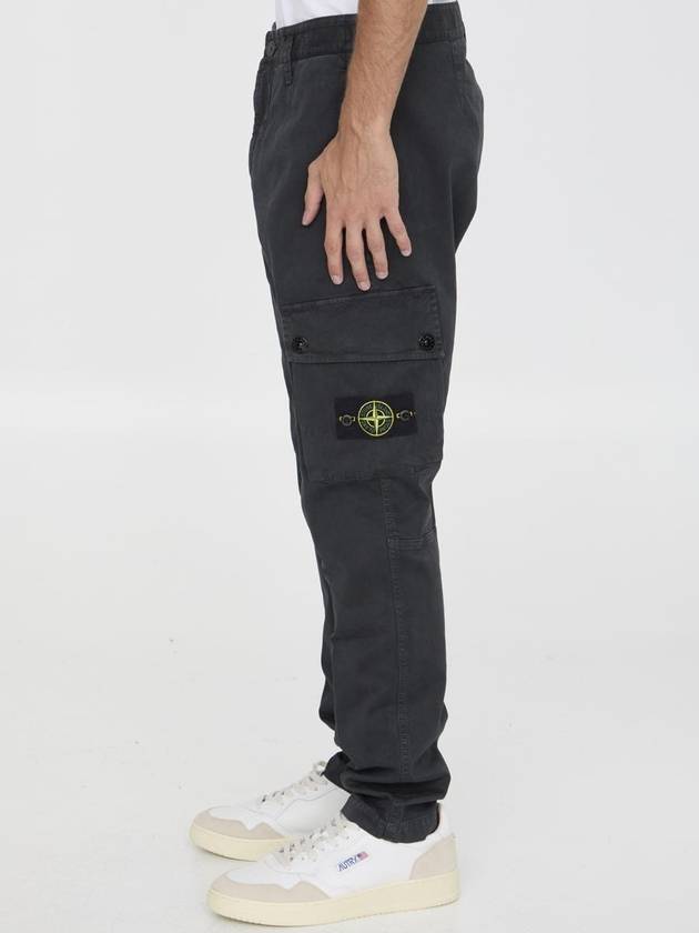 Compass Badge Cargo Straight Pants Black - STONE ISLAND - BALAAN 4