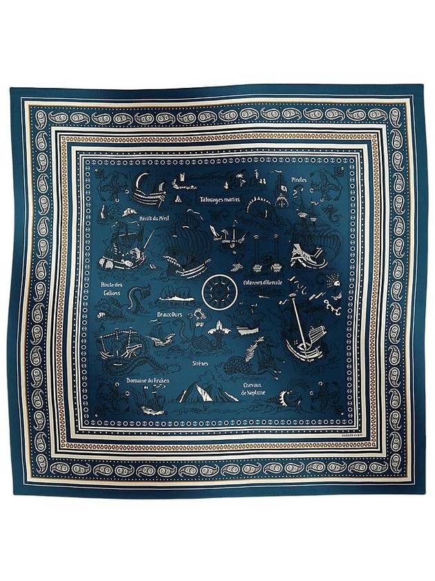 Tatouages Marins Bandana Shawl Navy - HERMES - BALAAN 2