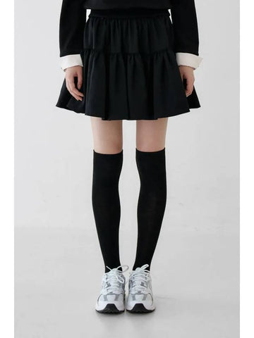 Smile Heart Double Flare Skirt Black - GOXO - BALAAN 1