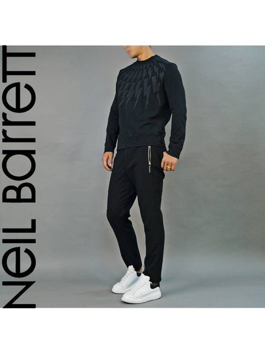 Men's Lightning Bolt Sweatshirt Wash Black - NEIL BARRETT - BALAAN 1