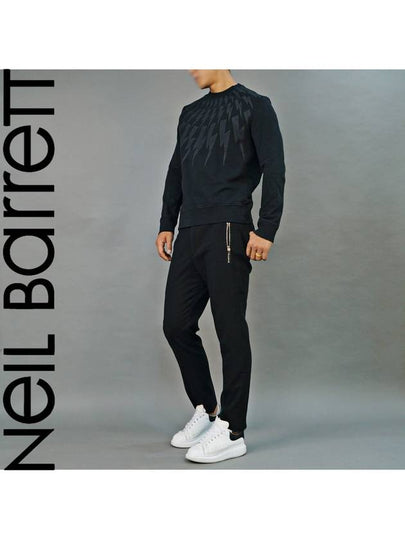 Men's Lightning Bolt Sweatshirt Wash Black - NEIL BARRETT - BALAAN 2