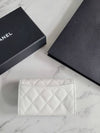 Classic Gold Hardware Logo Grained Shiny Calfskin Card Wallet White - CHANEL - BALAAN 8