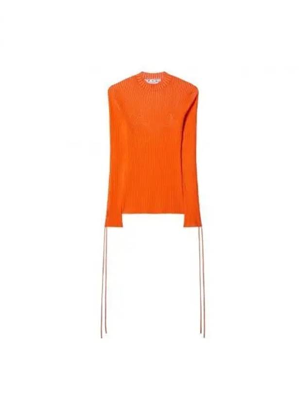 Lace-Up Cut-Out Sleeve Rib Knit Top Orange - OFF WHITE - BALAAN 2