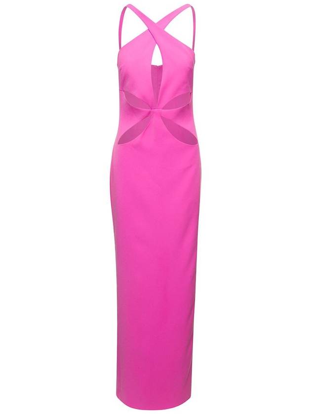 Pink Halterneck Petal Cutout Dress In Tech Fabric Woman - MONOT - BALAAN 1