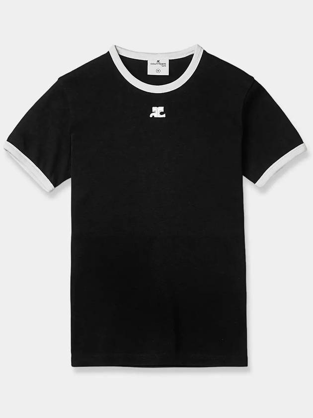 Bumpy Contrast Re-Edition Short Sleeve T-Shirt Black - COURREGES - BALAAN 7