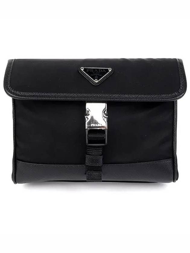 Re-Nylon Saffiano Leather Smartphone Case Cross Bag Black - PRADA - BALAAN 3