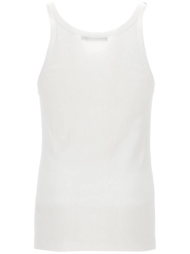 Logo Patch Detail Tank Top Sleeveless White - DOLCE&GABBANA - BALAAN 3