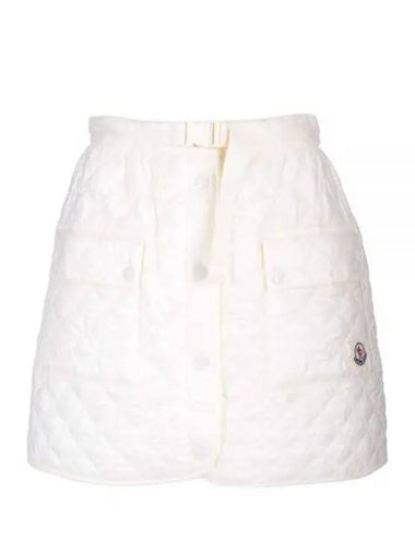 Logo Patch Quilted Mini Skirt Ivory Women's Skirt 195516 - MONCLER - BALAAN 1