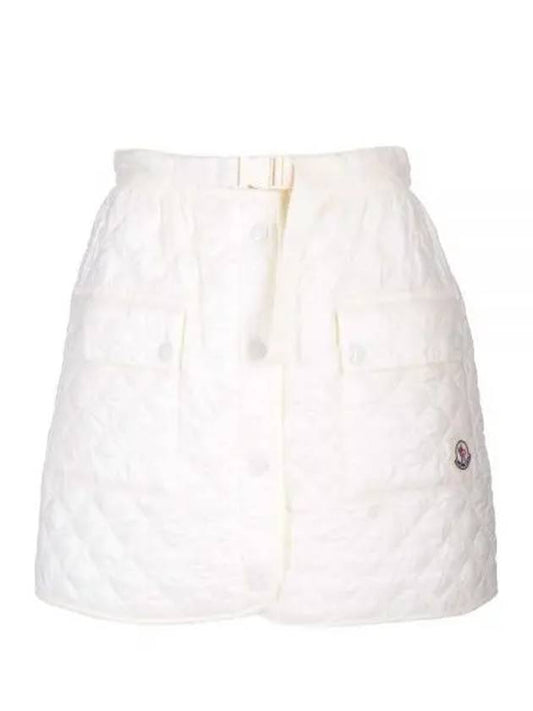 Logo Patch Quilted Mini Skirt Ivory Women's Skirt 195516 - MONCLER - BALAAN 1