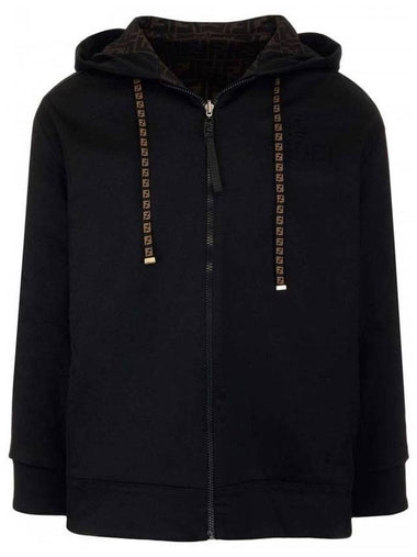 Embossed Logo Side FF Band Zip-Up Hoodie Black - FENDI - BALAAN 1