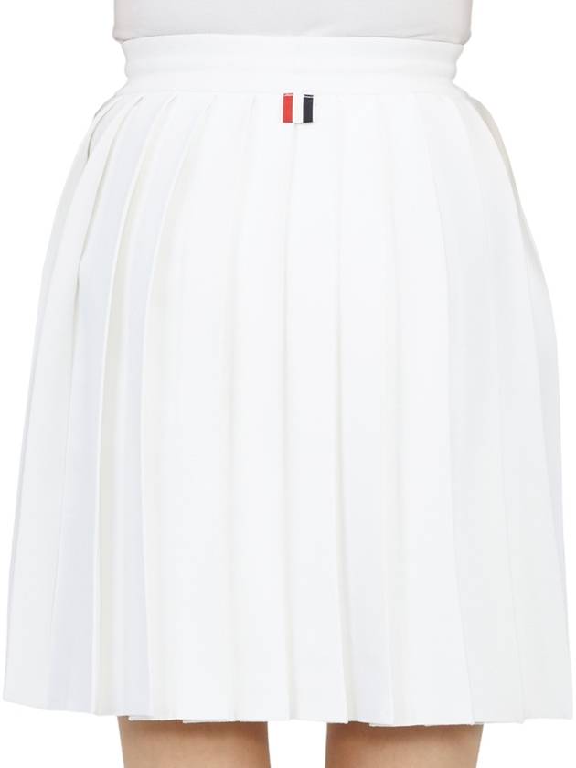 side three-color striped dropback mini pleated skirt white - THOM BROWNE - BALAAN.