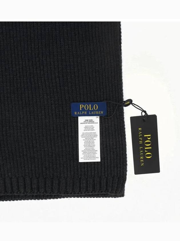 Embroidered Bear Wool Muffler Black - POLO RALPH LAUREN - BALAAN 4