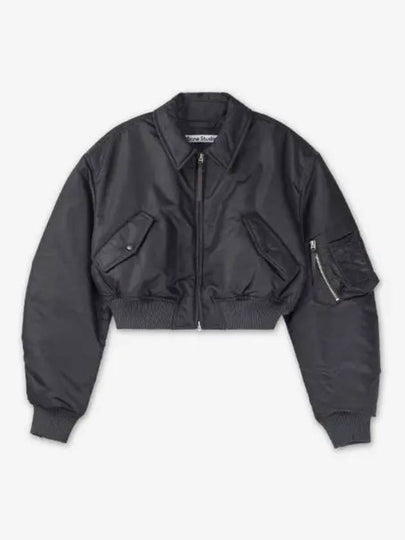 Crop Padded Bomber Jacket Anthracite Grey - ACNE STUDIOS - BALAAN 2