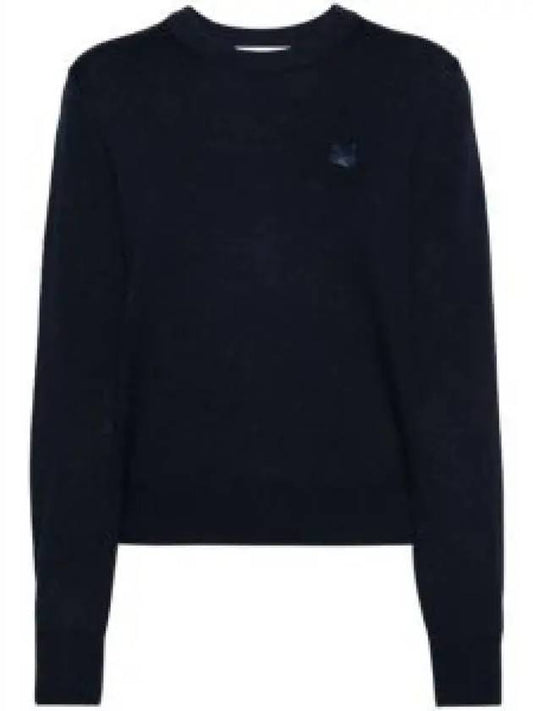 Bold Fox Head Wool Knit Top Ink Blue - MAISON KITSUNE - BALAAN 2