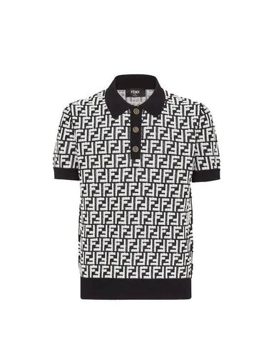 FF Motif Wool Polo Shirt Black - FENDI - BALAAN 1