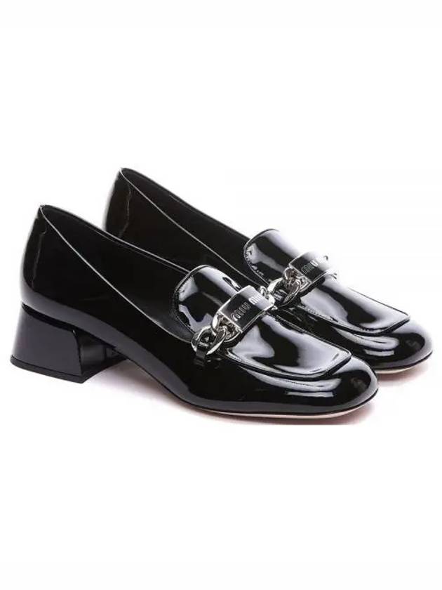 Women's Logo Patent Leather Pumps Black - MIU MIU - BALAAN 2