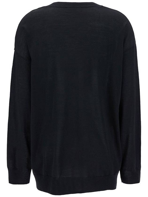 Black Relaxed Sweater With Ribbed Knit In Wool And Silk Woman - P.A.R.O.S.H. - BALAAN 2