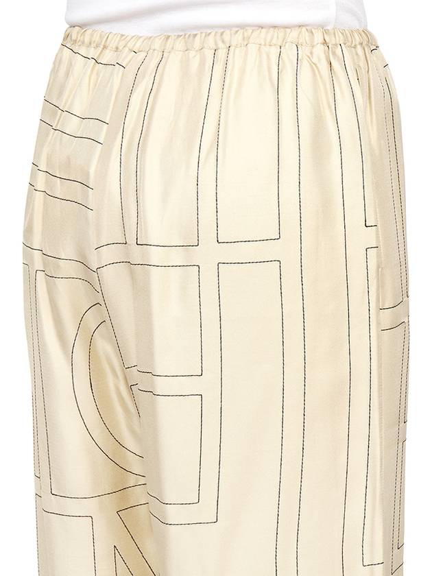 Silk Monogram Print Pyjamas Straight Pants Ivory - TOTEME - BALAAN 11