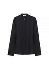 Silver Button Detail Viscose Long Sleeve Shirt Black - JIL SANDER - BALAAN 2