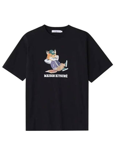 Dressed Fox Easy Logo Printed Cotton T-Shirt Black - MAISON KITSUNE - BALAAN 2