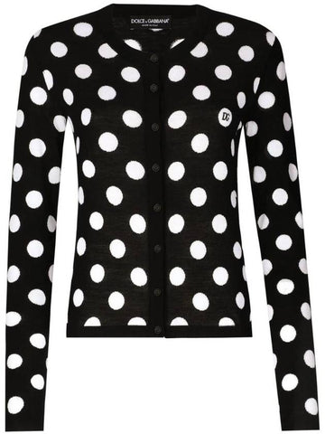 Polka dot pattern button-up cardigan FXV28TJCVYK - DOLCE&GABBANA - BALAAN 1