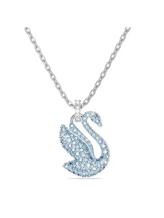 Iconic Swan Pendant Necklace Blue Silver - SWAROVSKI - BALAAN 2