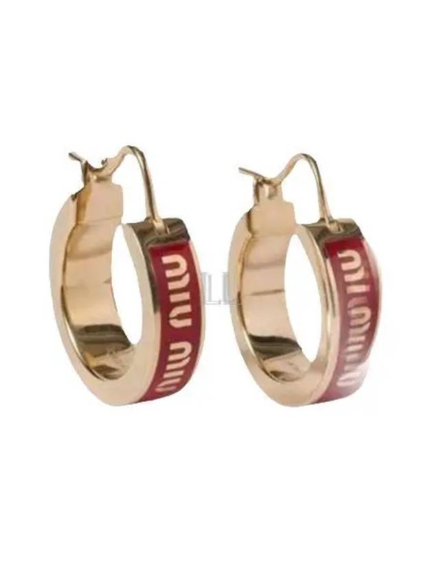 Logo Enameled Metal Earrings Red - MIU MIU - BALAAN 2