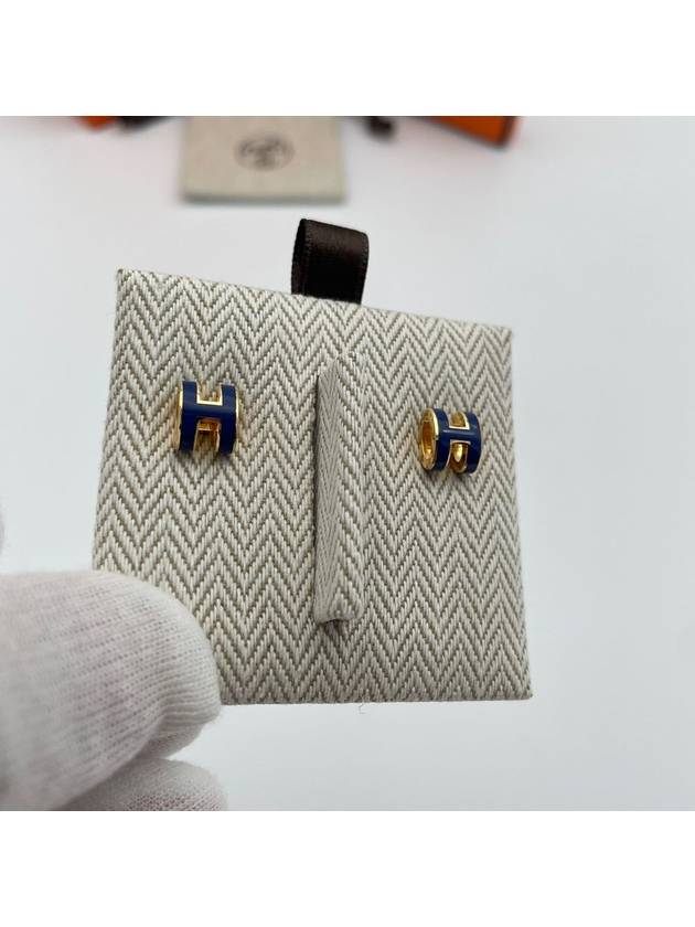 Mini Pop H Earrings Gold Bleu Saphir - HERMES - BALAAN 5