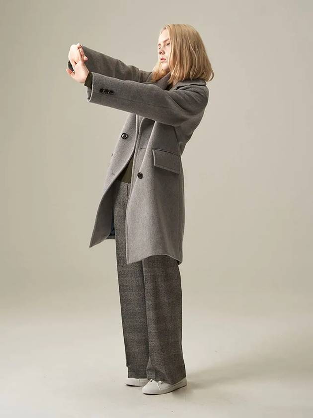 005 Gray Double Breasted Middle Coat - VOYONN - BALAAN 9