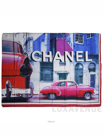 cruise cuba havana silk scarf shawl muffler red car - CHANEL - BALAAN 1